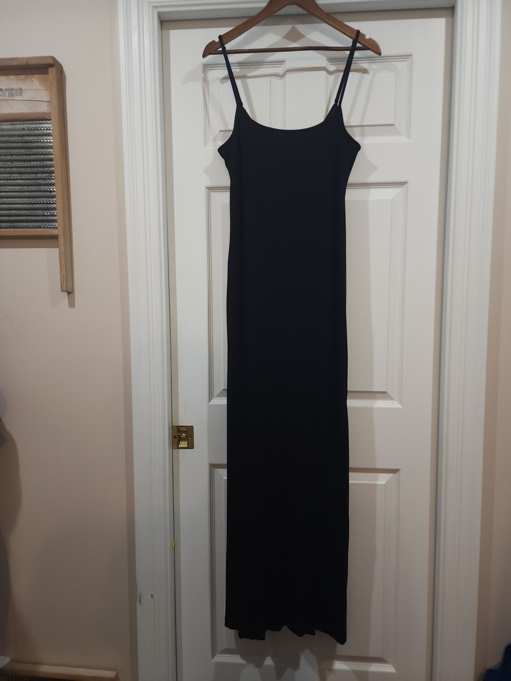 SKIMS Black Spaghetti Strap Maxi Slip Dress